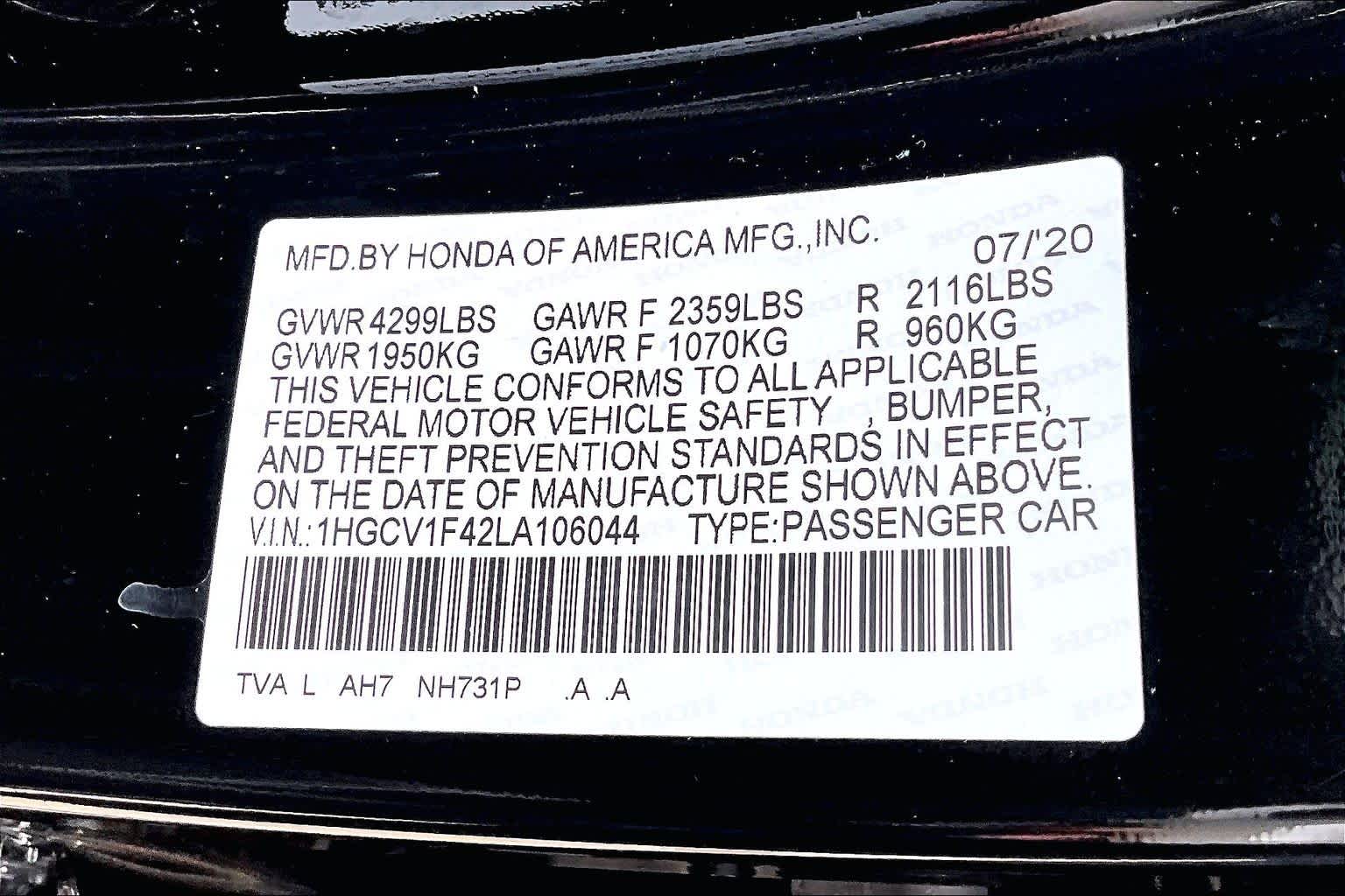 2020 Honda Accord Sedan